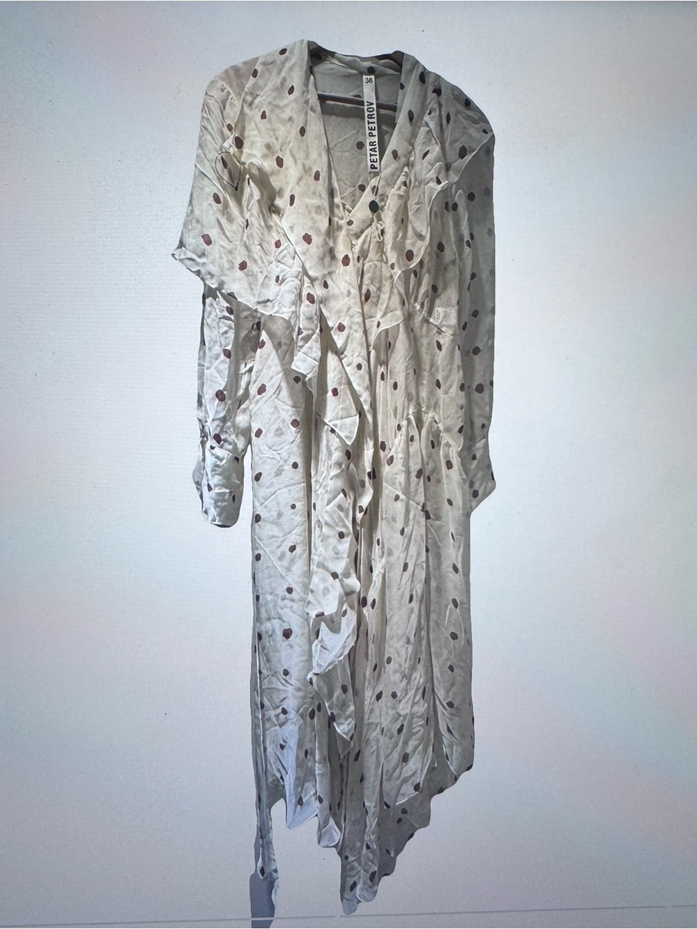 Petar Petrov Ivory Dress with Brown Polka Dots
